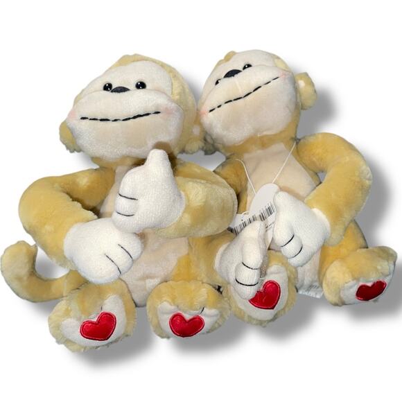 Vintage Hallmark Monkeys Plush Pair Sugar Spice Kiss Hug Nursery Twins x2 Gift - Picture 10 of 15